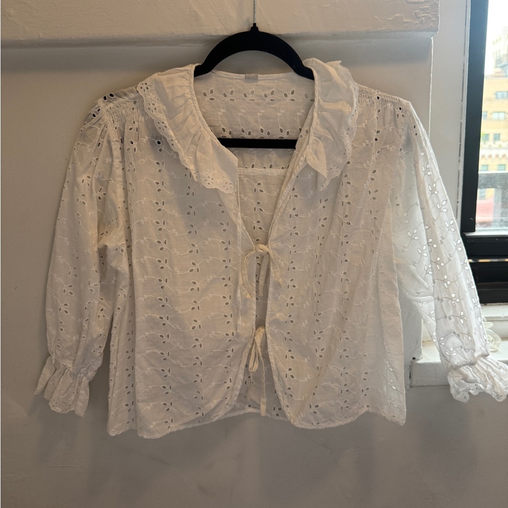 Vintage White Eyelet Lace Women's Top